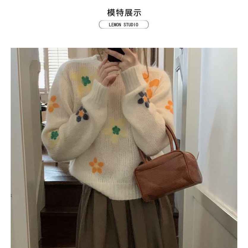 Áo Sweater Cổ Tròn Dáng Rộng Mềm Mại Phong Cách Hàn Quốc Cho Nữ