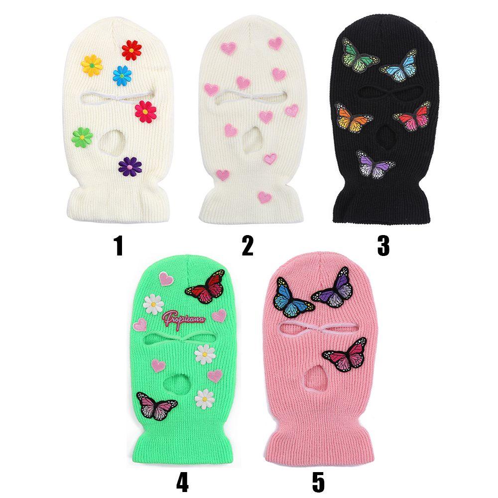 Mũ Trùm Đầu Dệt Kim Thiết Kế 3 Lỗ Phong Cách Hip Hop