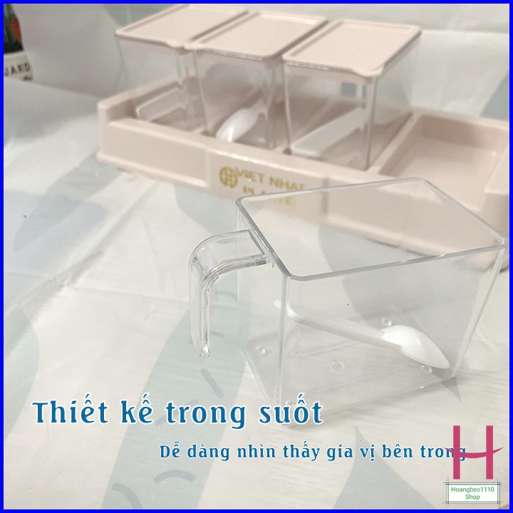 Bộ 4 lọ gia vị có thìa muỗng nhựa Việt Nhât 2939 { H }