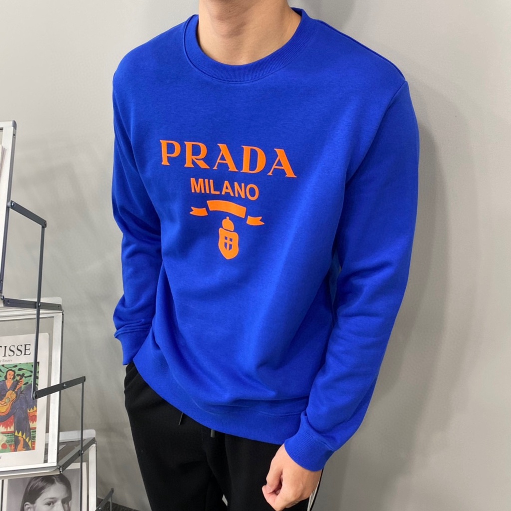 Áo Sweater Prada Tay Dài Cổ Tròn In Chữ Thời Trang Cho Nam Và Nữ