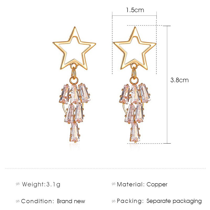 Bông Tai Dáng Dài Đính Đá Zircon Phong Cách Hàn Quốc Xinh Xắn