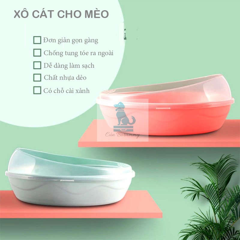 Khay vệ sinh cho thú cưng  - Xô cát cho mèo có thành cao chống cát ra ngoài
