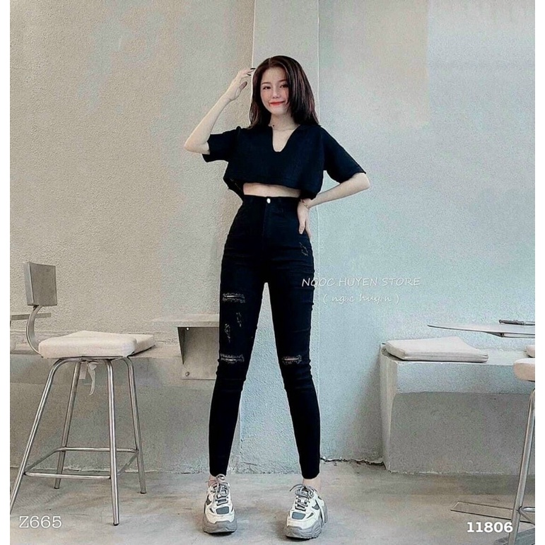 ÁO CROP CỔ V