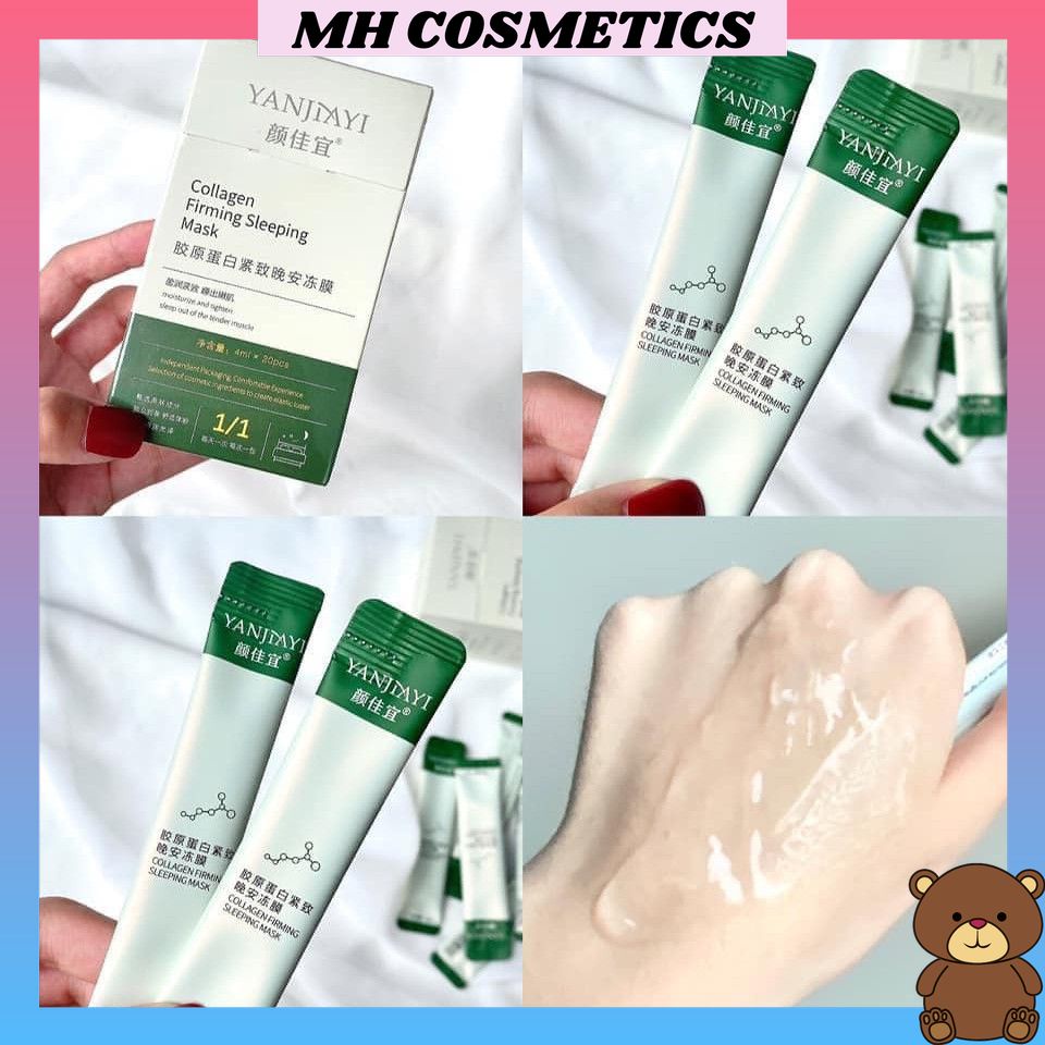 (Hộp 20 gói) Mặt nạ ngủ thạch collagen YANJIAYI giúp dưỡng trắng da nâng cơ, căng bóng