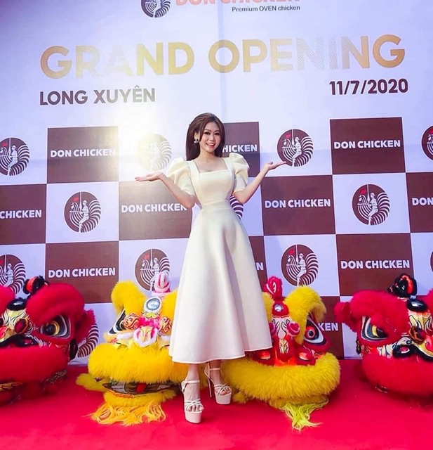 Đầm xòe dự tiệc cổ vuông tay ngắn phồng TRIPBLE T DRESS - size S/M/L/XL - MS211V