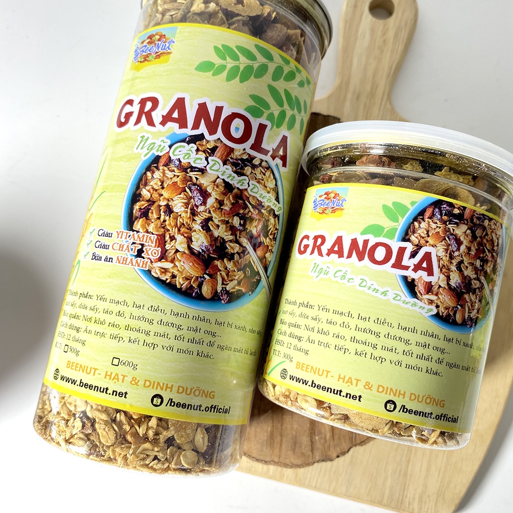 Ngũ cốc ăn kiêng giảm cân Granola không đường, Ngũ cốc dinh dưỡng không phẩm màu nhân tạo - Đồ ăn vặt Healthy BeeNut