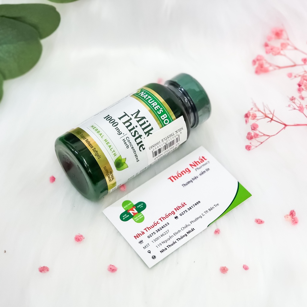 Viên uống MilkThistle giải độc, giảm gan nhiễm mỡ Nature's Bounty Milk Thistle 1000mg hộp 50 viên