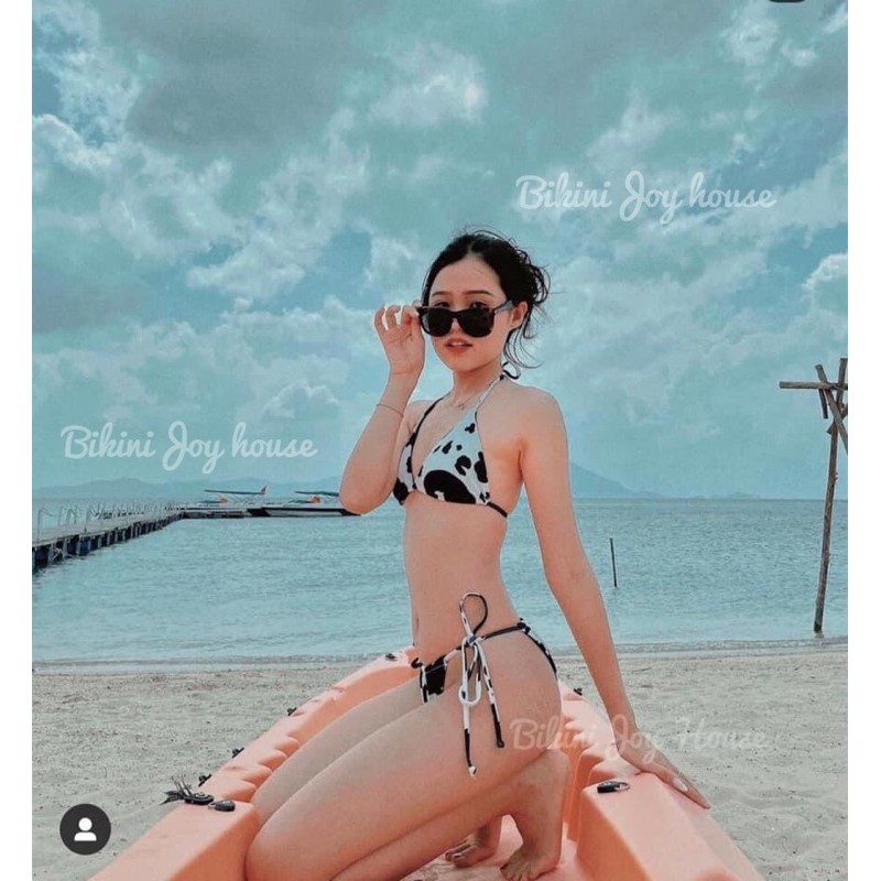 [ MẪU MỚI] Bikini 2 mảnh tam giác hoạ tiết bò sữa cao cấp