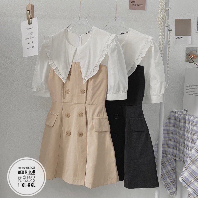 Bigsize đầm tiểu thư 2022 Hàn quốc cổ bèo dáng vét phong cách sang chảng , style cá tính