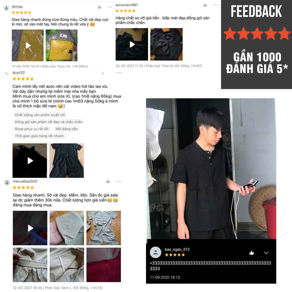 Đồ bộ nam đũi THE 1992 Bộ đũi nam cổ tàu cao cấp | BigBuy360 - bigbuy360.vn