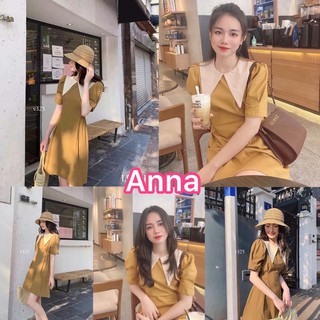 Váy vàng cổ tam giác - bộ tiểu thư sang chảnh - váy đầm dáng