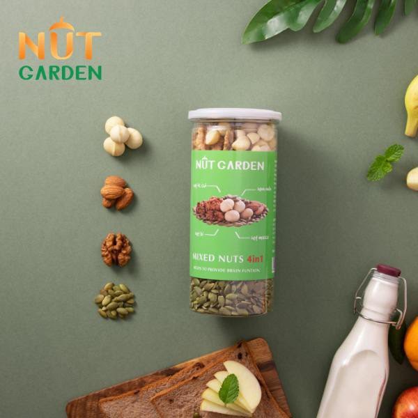 Hỗn Hợp Mix 4 Loại Hạt Siêu Dinh Dưỡng NUT GARDEN - Macca, Óc Chó, Hạnh Nhân, Bí Xanh - 500gr | WebRaoVat - webraovat.net.vn