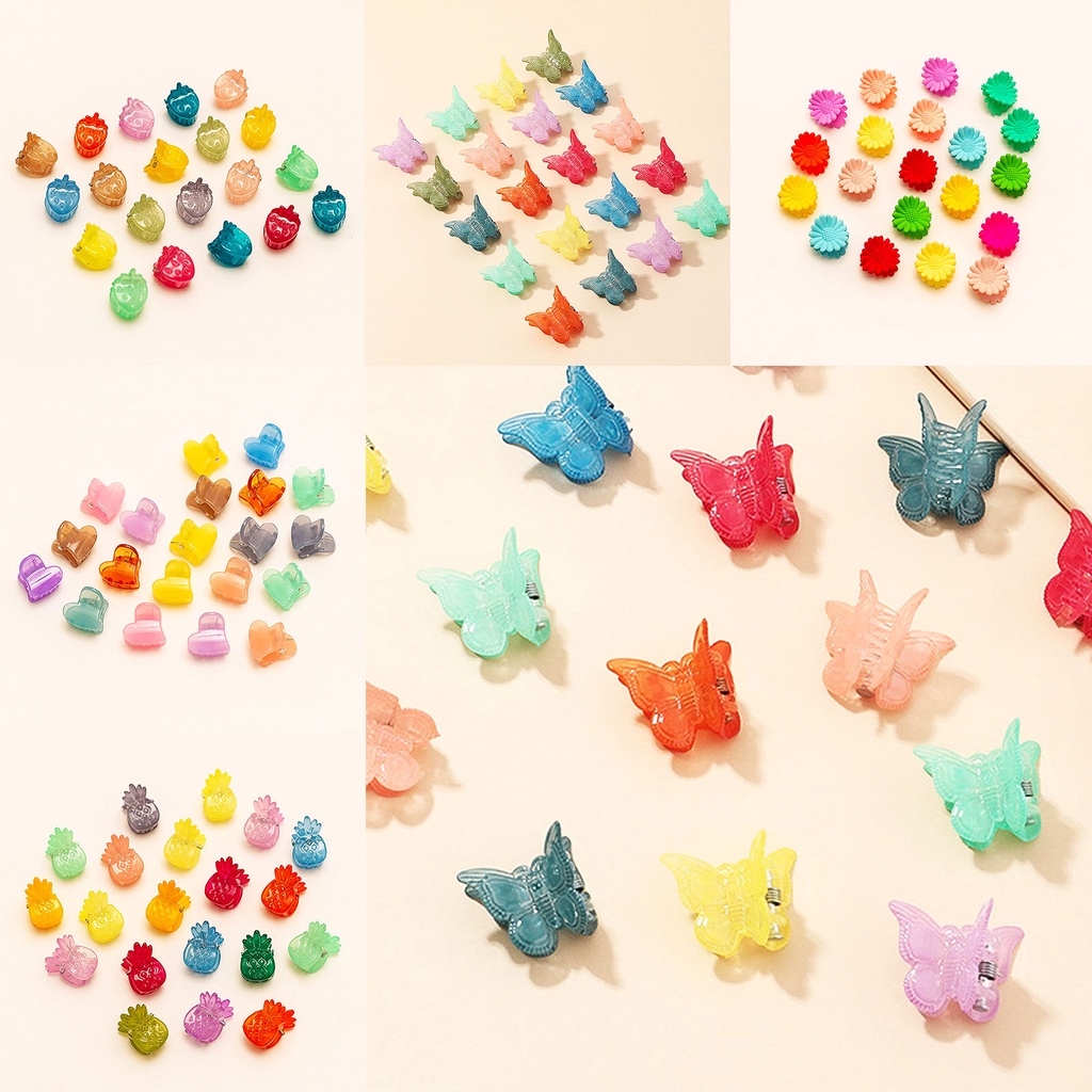 Set 20 Kẹp Tóc Hình Hoa / Bướm Nhiều Màu Sắc Phong Cách Hàn Quốc