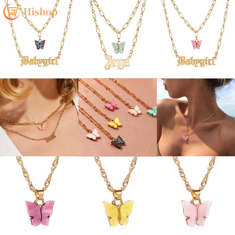 Dây Chuyền Hishop Hình Bướm Và Chữ Thời Trang Cho Nữ