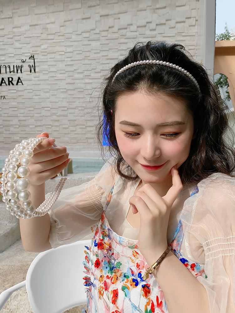 Băng đô thời trang đính ngọc trai lung linh phong cách Hàn Quốc đơn giản 2020 cho nữ