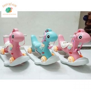  Ngựa bập bênh kiêm xe chòi chân  đồ chơi phi ngựa  đa năng  2 trong 1 cho bé trai và bé gái. 