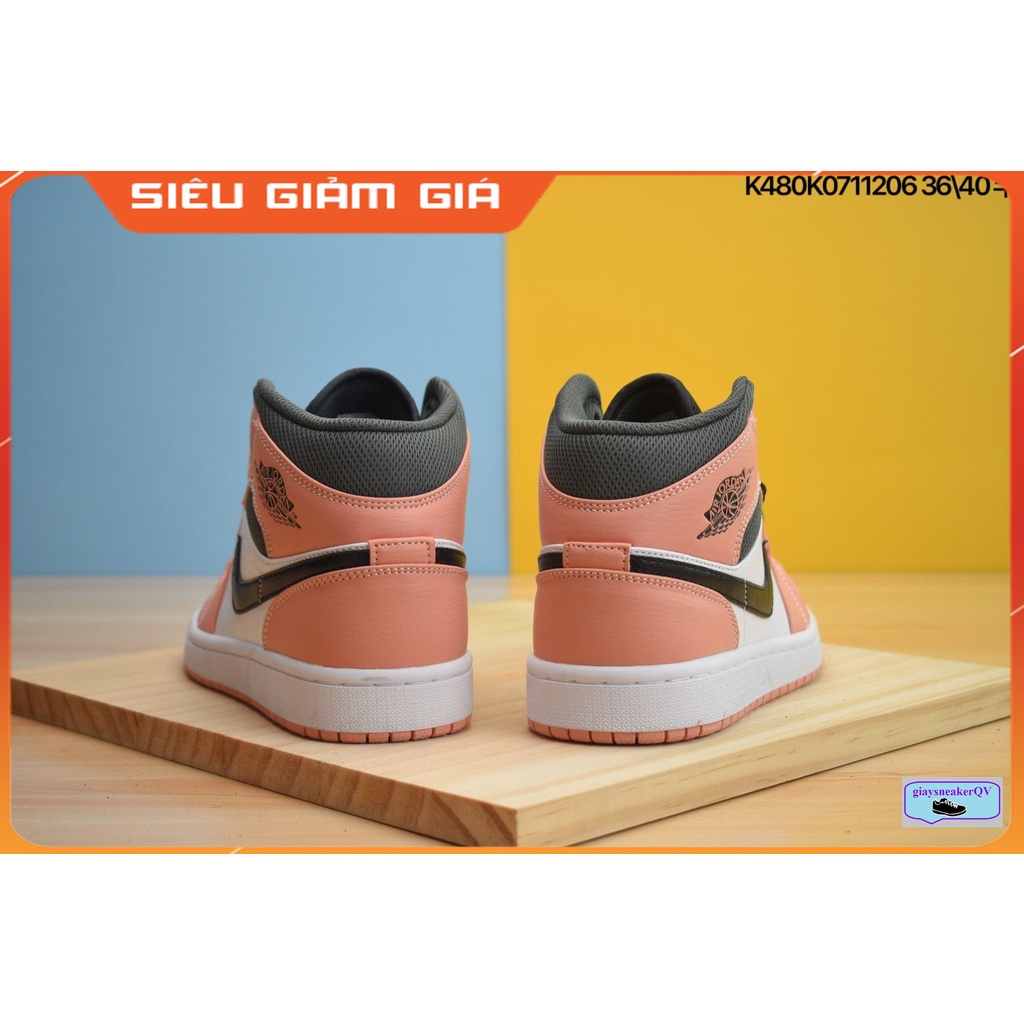Giày thể thao Air Jordan 1 Mid Pink Quartz  hồng cổ lỡ siêu hot, giá yêu thương dành cho nữ
