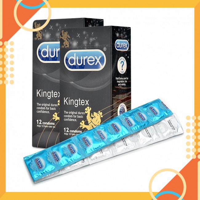 [bao cao su gai][SIÊU RẺ] Bộ 3 hộp bao cao su Durex Kingtex size nhỏ ôm khít, tặng 1 hộp durex Fettherlite