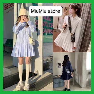 Đầm suông cổ sơ mi tùng dập ly KÈM HÌNH THẬT đi chơi, dạo phố, đi tiệc ,trẻ trung,cá tính  -Thời Trang Miu Miu - (Đ68)