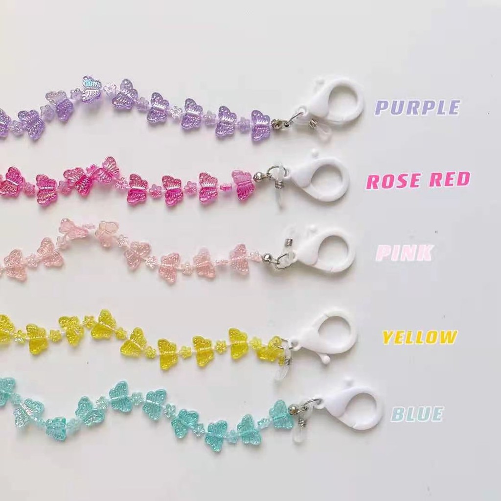 Mới Dây Đeo Cổ Gắn Mặt Nạ / Vòng cổ / Tai Nghe Bằng Acrylic Hình Bướm Hoạt Hình Màu Kẹo Sáng Tạo