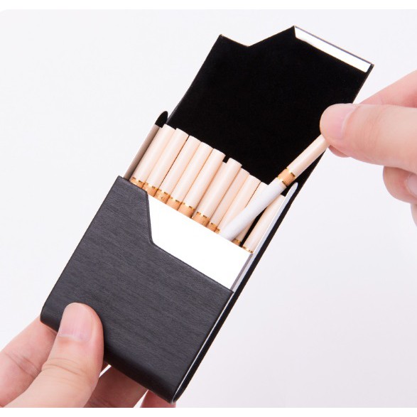 (ĐỰNG 07 ĐIẾU) Hộp đựng thuốc lá nắp gập xéo, bao da lịch lãm 097