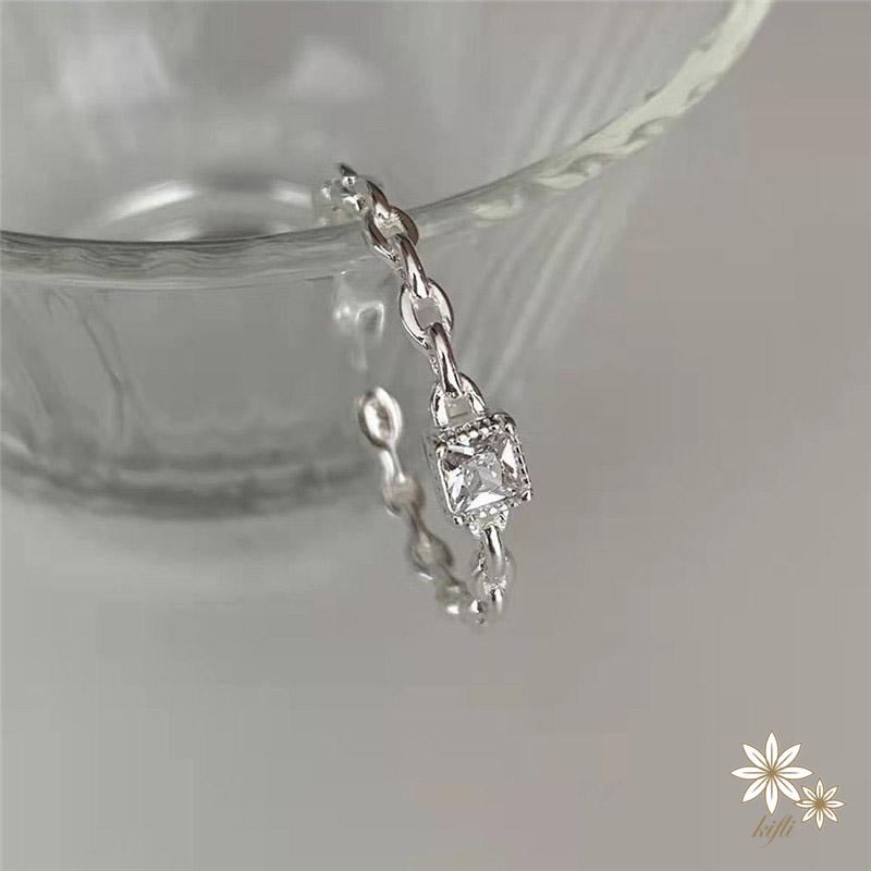 Nhẫn Đeo Tay Đính Kim Cương Hình Vuông Không Phai Màu Thiết Kế Điều Chỉnh Được Cho Học Sinh Nữ