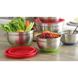 Thau inox 304 lòng inox mờ đế silicon chống trượt không nắp Onlycook size 19.5 23.5 25.5 28cm