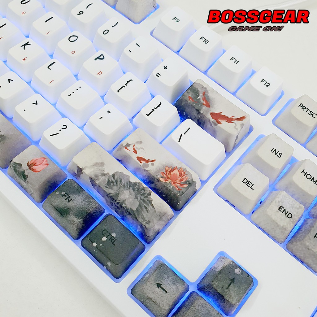 Keycap 108 Phím PBT Dye Sub 5 mặt Koi Lotus cực đẹp ( Thick PBT, OEM Profile, Ansi Layout)