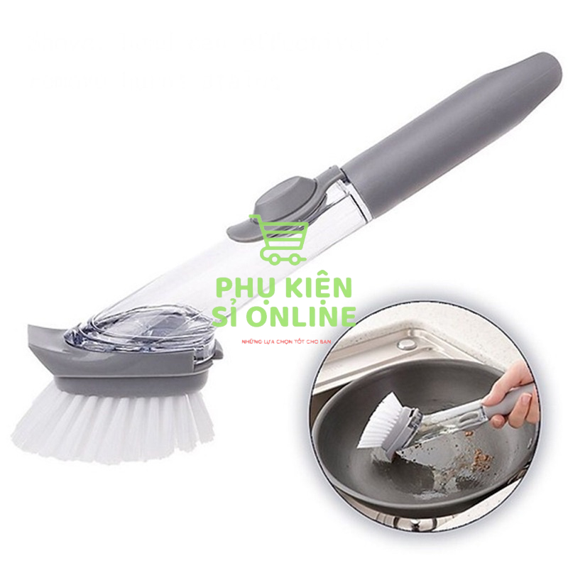 Cây Cọ chà rửa xoong nồi 2in1 CÁN DÀI/Chổi chà sàn có cán tay cầm kèm ngăn chứa xà phòng tiện dụng Store4girls