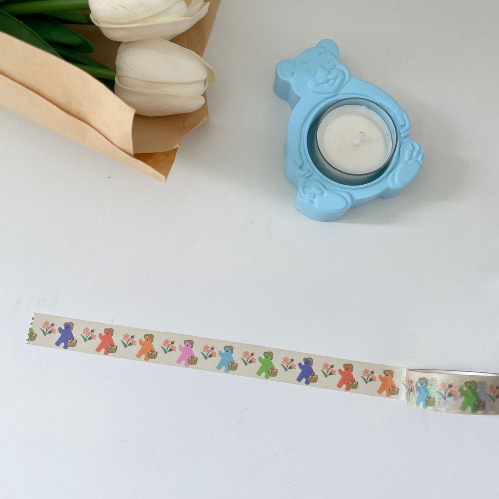 Cuộn Băng Keo Washi Dài 5m Họa Tiết Hoạt Hình Đáng Yêu Trang Trí Sổ Tay