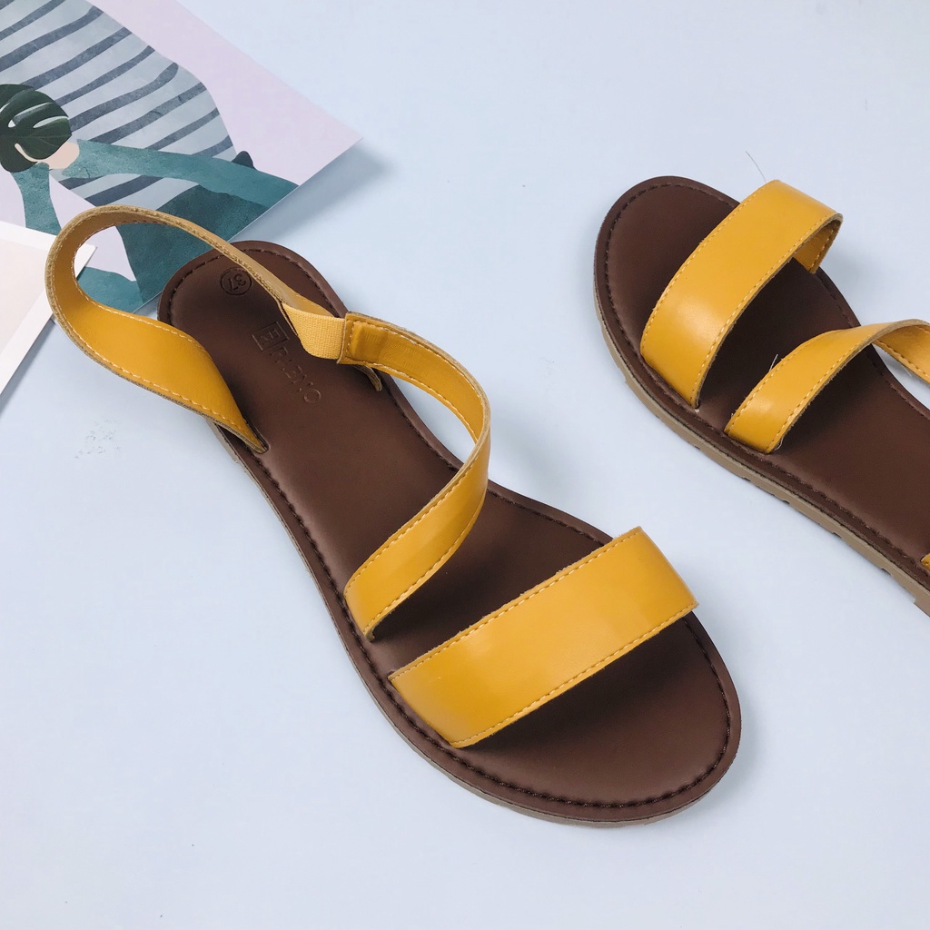 Giày Sandal Nữ Đế Phẳng Quai Chéo 2 Màu Thời Trang Cao Cấp Êm Chân PABNO -BH 12 Tháng- PN11025