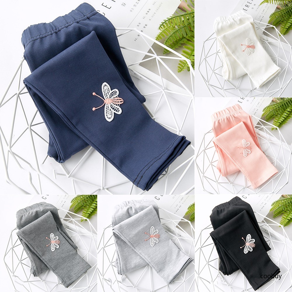 Quần legging cotton pha dài đến mắt cá chân họa tiết bướm thời trang cho bé gái