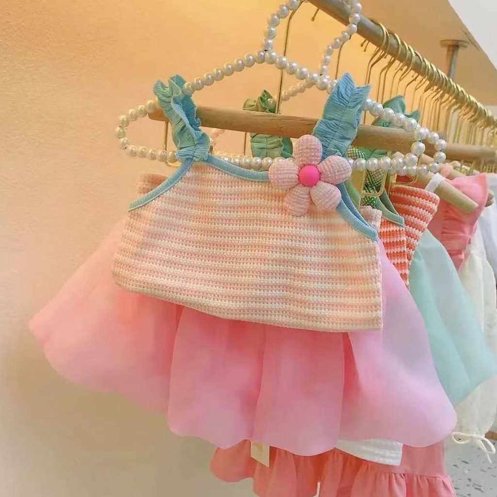 Bộ Đầm Hai Dây Màu Kẹo Kiểu Công Chúa Dễ Thương Thời Trang Mùa Hè Cho Nữ