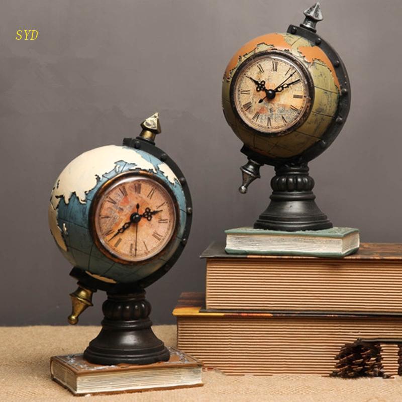Đồ trang trí Đồng Hồ Trái Đất Bằng Nhựa Resin Sáng Tạo Để Bàn Trang Trí Phòng Khách / Phòng Ngủ
