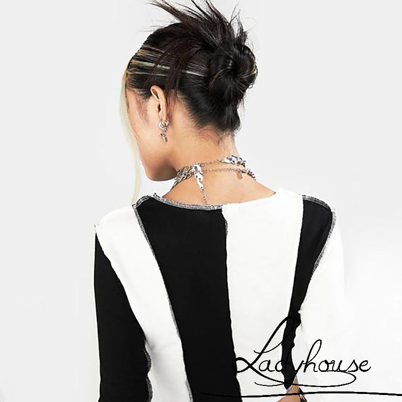 Áo Thun Croptop Tay Dài Cổ Tròn Vạt Lệch Thời Trang Dành Cho Nữ