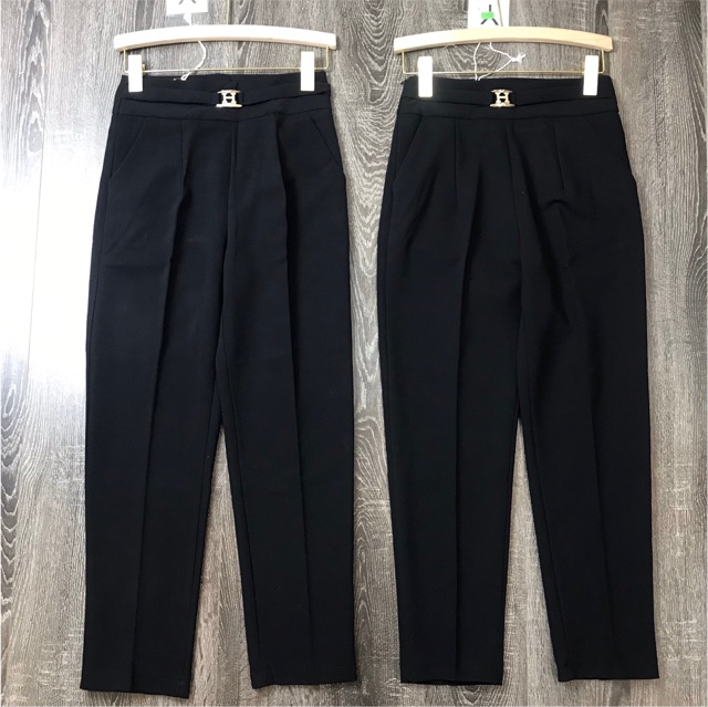 HÀNG MỚI__Quần baggy vải khoá sườn đai chữ H Hàn Quốc