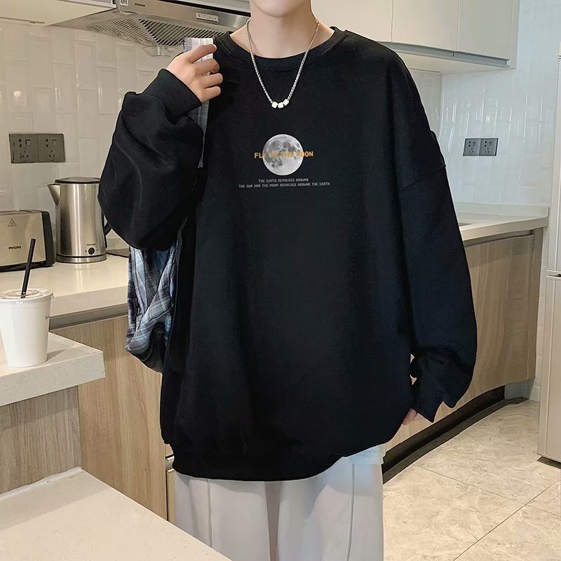 Áo Sweater Tay Dài Cổ Tròn Dáng Rộng In Hình Hành Tinh Kiểu Hồng Kông Thời Trang Xuân Thu Dành Cho Nam Và Nữ M-8Xl