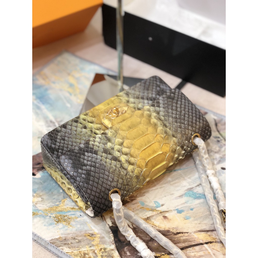 Túi Classic siêu cấp da trăn siêu cấp suze 26cm màu vàng