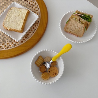 Mua Chén  Dĩa Sứ Trắng Trơn Có Viền Chấm Tròn Dotted Rim