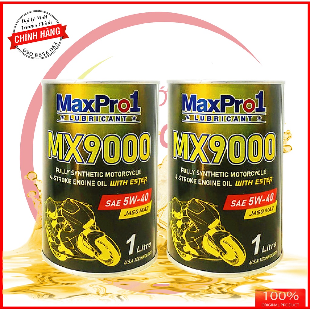 Nhớt tổng hợp Maxpro 1 MX9000 5W40 công nghệ Ester dành cho xe số, phân khối lớn