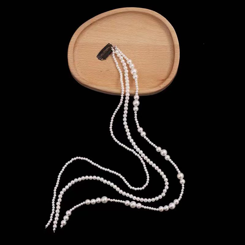 Ngọc trai phụ kiện MISS FANCY tóc Kẹp tóc nơ đính ngọc trai xinh xắn vho nữ hai viên ngọc trai