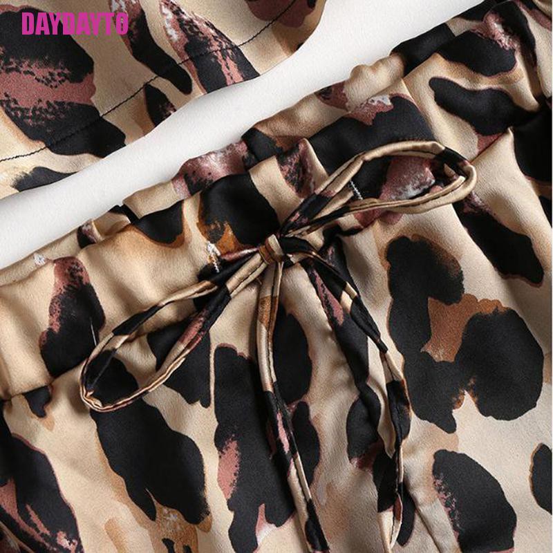 Bộ Đồ Ngủ Hai Dây Vải Satin Họa Tiết Da Báo Quyến Rũ Cho Nữ