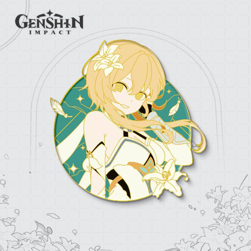 Huy Hiệu Cài Áo Bằng Kim Loại Hình Anime Eula Lumine Zhongli Hutao