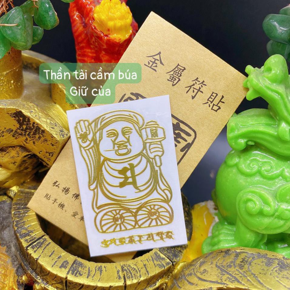 Miếng dán thần tài cầm búa linh phu để ví, ốp dán điện thoại máy tính bảng