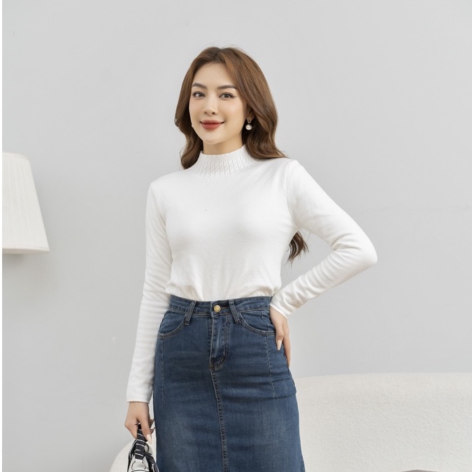 Áo len nữ dáng ôm FIONA, Áo len lót lông dài tay chất liệu mềm mịn Mã F852725