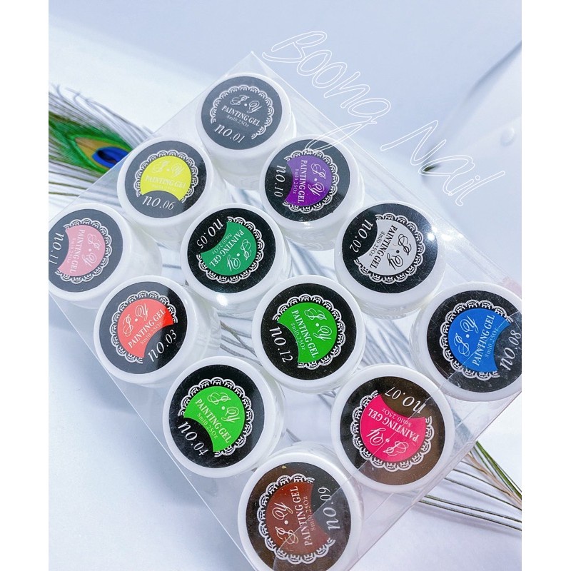 Sét gel vẽ móng tạo loang 12 màu cơ bản chuẩn đẹp phụ kiện nail giá rẻ VUA SƠN AS