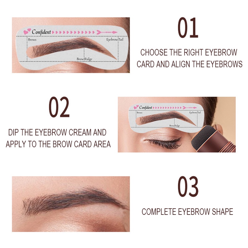 Bộ Phấn Trang Điểm Lông Mày BEAUTY GLAZED Kèm 10 Khuôn Hỗ Trợ Cạo Chân Mày Tái Sử Dụng Tiện Lợi