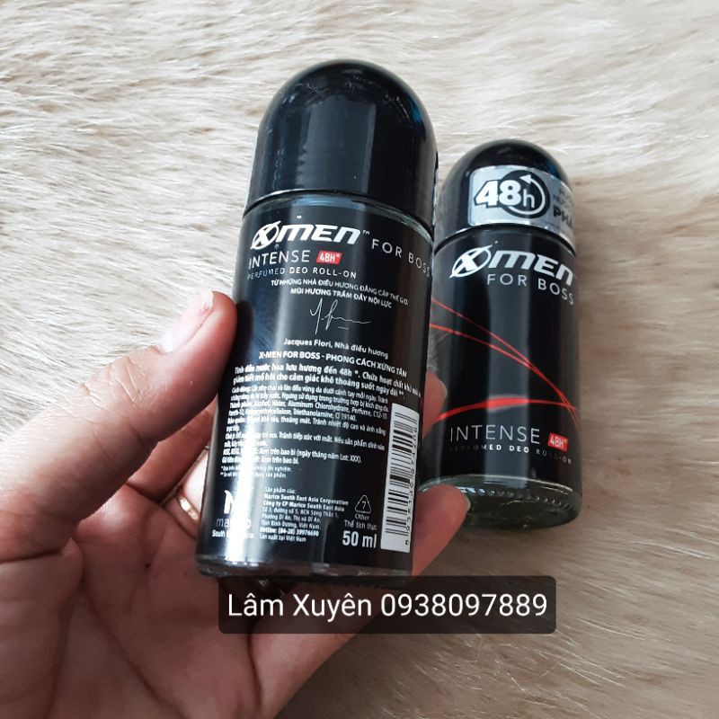 Lăn khử mùi Xmen for boss intense 48h chai 50ml