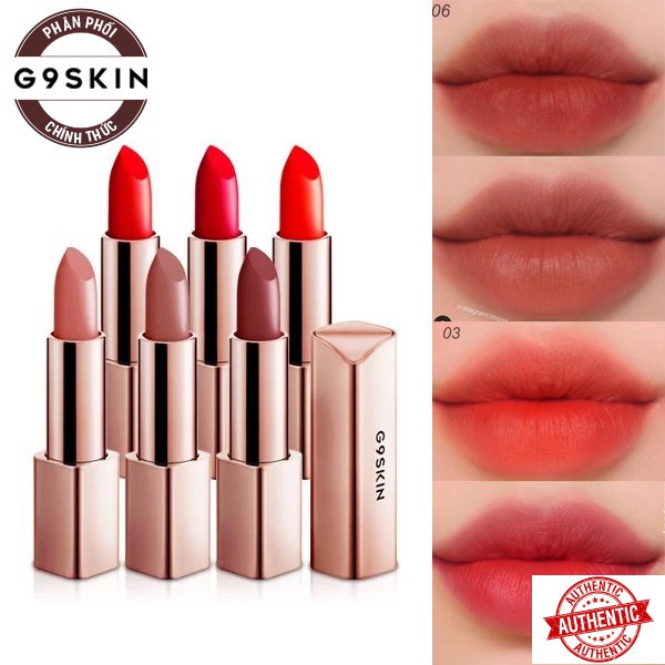 [Mã giảm giá Mỹ phẩm chính hãng] Son Thỏi Lì Chất Siêu Mịn, Thiết Kế Siêu Xịn G9Skin First V-Fit Lipstick 3.5g