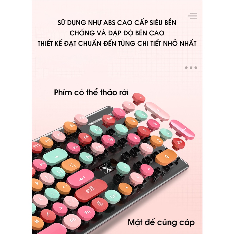 Combo Bàn Phím Và Chuột Không Sạc Không Dây Không N620  Siêu Xinh Đen Và Hồng Cute | Dùng Cho, Laptop, PC, Máy Tính